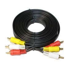 Кабель-переходник звуковой, 3xRCA (M) - 3xRCA (M), 5 м, черный, Atcom (10713)