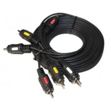 Кабель-переходник звуковой, 3xRCA (M) - 3xRCA (M), 3 м, черный, Atcom (10712)