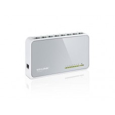 Коммутатор TP-LINK TL-SF1008D, белый/серый, 8-портовый, 10/100 Мбит/с, неуправляемый, пластиковый корпус