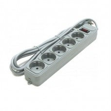 Фильтр сетевой Gembird, 5 розеток, 1.8 м, Grey, 10А, до 2.5 кВт, выключатель, заземление, 3x0.75 мм? (SPG5-G-6G)