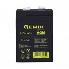 Аккумуляторная батарея Gemix, 6V, 4.5 Ач, AGM, T1, 100x70x50 мм, 0.75 кг (LP6-4.5) Аккумуляторная батарея Gemix, 6V, 4.5 Ач, AGM, T1, 100x70x50 мм, 0.75 кг (LP6-4.5)