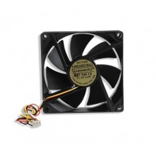 Вентилятор 92 мм, Gembird FANCASE2/BALL, черный, 92x92x25 мм, 2800 rpm, 22.8 дБ(А), 3-pin, шариковый подшипник