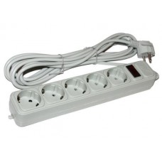 Фильтр сетевой Maxxter, 5 розеток, 1.8 м, Grey, 10А, до 2.2 кВт, выключатель, заземление, 3x0.5 мм? (SPM5-G-6G)