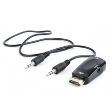 Переходник HDMI (M) - VGA (F), Cablexpert, черный, 3.5 мм для передачи звука (A-HDMI-VGA-02)
