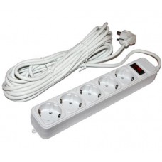 Фильтр сетевой Gembird, 5 розеток, 10 м, Grey, 10А, до 2.2 кВт, выключатель, заземление, 3x0.75 мм? (SPG5-G-10MG)