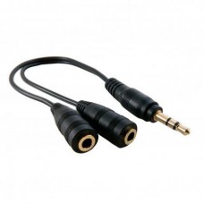 Кабель-переходник звуковой, 3.5 мм (M) - 2x3.5 мм (F), 20 см, черный, Extradigital (KBA1680)