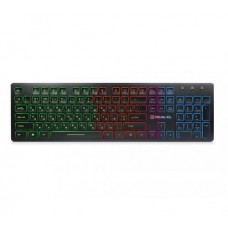 Клавиатура REAL-EL Comfort 7070 Backlit, черный, USB, мембранная, подсветка символов и боковых граней клавиш, 103 кнопки