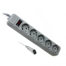 Фильтр сетевой для ИБП Gembird, 5 розеток, 1.8 м, Grey, 10А, до 2.2 кВт,  выключатель, заземление (SPG5-X-6G)