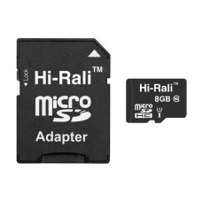 Карта памяти microSDHC, 8Gb, Hi-Rali, Class10 UHS-I, SD адаптер (HI-8GBSD10U1-01)