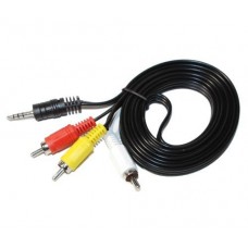 Кабель-переходник звуковой, 3.5 мм (M) - 3xRCA (M), 1.8 м, черный, Atcom (17320)