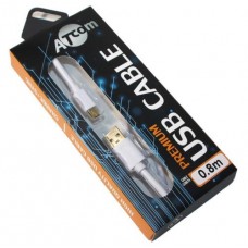Кабель USB 2.0 AM - miniUSB (5P), 0.8 м, белый, Atcom Premium (17295)