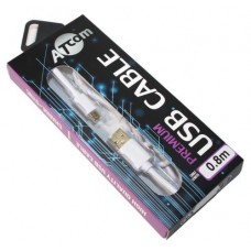 Кабель USB 2.0 AM - microUSB (5P), 0.8 м, белый, Atcom Premium (16123)