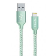 Кабель USB AM - Lightning, 1 м, светло-зелёный, ColorWay, 2.1A (CW-CBUL004-MT)