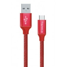 Кабель USB AM - Type-C, 1 м, Red, ColorWay, 2.1A (CW-CBUC003-RD)