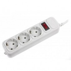 Фильтр сетевой Maxxter, 3 розетки, 1.8 м, Grey, 10А, до 2.2 кВт, выключатель, заземление, 3x0.5 мм? (SPM3-G-6G)