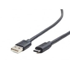 Кабель USB AM - Type-C, 1 м, черный, Cablexpert, 2.1A (CC-USB2-AMCM-1M)