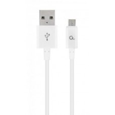 Кабель USB 2.0 AM - microUSB (5P), 1 м, белый, Cablexpert, 2.1A (CC-USB2P-AMmBM-1M-W)