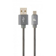 Кабель USB 2.0 AM - microUSB (5P), 1 м, Grey, Cablexpert, 2.1A (CC-USB2S-AMmBM-1M-BG)