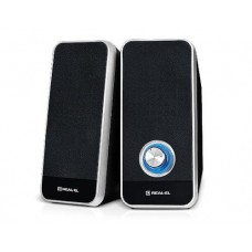 Колонки 2.0 REAL-EL S-80 черный, 2 x 3 Вт, пластиковый корпус, питание от USB, управление спереди (S-80)