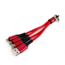 Кабель USB AM - Type-C / Lightning / microUSB, 15 см, Red, Extradigital (KBU1759)