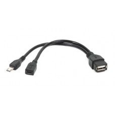 Кабель USB AF - microUSB (M) / microUSB (F), 15 см, черный, Cablexpert (A-OTG-AFBM-04)