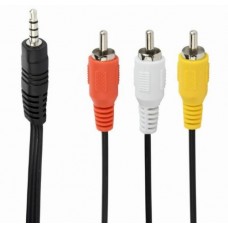 Кабель-переходник звуковой, 3.5 мм (M) - 3xRCA (M), 2 м, черный, Cablexpert (CCA-4P2R-2M)