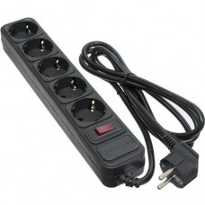 Фильтр сетевой Patron, 5 розеток, 1.8 м, черный, 16А, до 3.5 кВт, выключатель, заземление, 3x1.5 мм? (SP-1652)