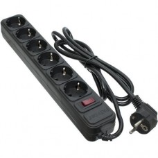 Фильтр сетевой Patron, 6 розеток, 1.8 м, черный, 10А, до 2.2 кВт, выключатель, заземление, 3x1 мм? (SP-1062)
