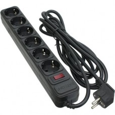Фильтр сетевой Patron, 6 розеток, 3 м, черный, 16А, до 3.5 кВт, выключатель, заземление, 3x1.5 мм? (SP-1663)