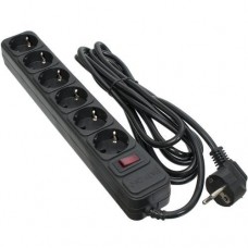 Фильтр сетевой Patron, 6 розеток, 3 м, черный, 10А, до 2.2 кВт, выключатель, заземление, 3x1 мм? (SP-1063)