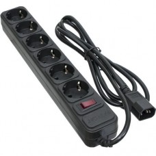 Фильтр сетевой для ИБП Patron, 6 розеток, 2 м, черный, 10А, до 2.2 кВт, выключатель, заземление, 3x1 мм? (SP-1065U)