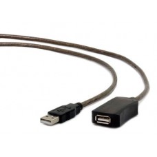Кабель USB 2.0 AM - USB AF, 5 м, черный, Cablexpert, активный (UAE-01-5M)