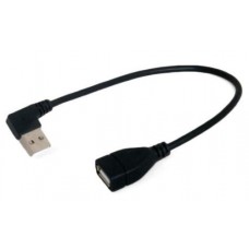 Кабель USB 2.0 AM - USB AF, 25 см, черный, Extradigital, угловой разъем (KBU1794)