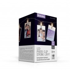 Гирлянда светодиодная ColorWay, для фото, с прищепками, 20 LED, 3 м, USB (CW-LCP-20L30BU)