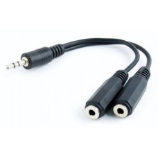 Кабель-переходник звуковой, 3.5 мм (M) - 2x3.5 мм (F), 10 см, черный, Cablexpert (CCA-415-0.1M)
