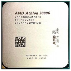 Процессор AMD (AM4) Athlon 3000G, Tray, 2x3.5 ГГц, Radeon Vega 3, L3 4Мб, Picasso, 12 нм, TDP 35 Вт (YD3000C6M2OFH)