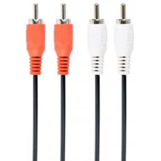 Кабель-переходник звуковой, 2xRCA (M) - 2xRCA (M), 1.8 м, черный, Cablexpert (CCA-2R2R-6)