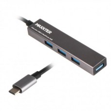 Хаб USB Maxxter HU3C-4P-02, Grey, Type-C 3.0 - 4xUSB 3.0, кабель 20 см, алюминиевый корпус