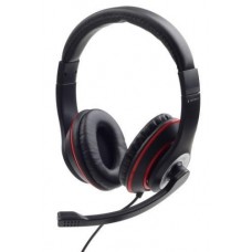 Наушники Gembird MHS-03, черный/Red, 3.5 мм (4-pin), микрофон, динамики 40 мм, 105 дБ, 32 Ом, 1.8 м (MHS-03-BKRD)
