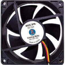 Вентилятор 80 мм, Cooling Baby 8025 3PS, черный 80x80x25мм SB 12В 0,18А 24,3дБ, 2500 об/мин 3pin