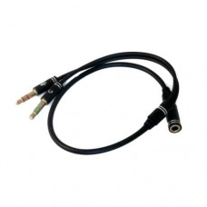 Кабель-переходник звуковой, 3.5 мм (F) - 2x3.5 мм (M), 30 см, черный, Extradigital (KBA1812)