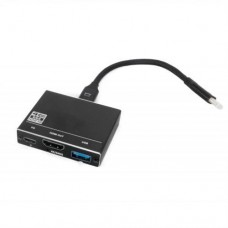 Хаб USB Extradigital, черный, Type-C 3.1 - 1xType-C 3.0 / 1xUSB 3.0 / HDMI 4K, кабель 10 см, алюминиевый корпус (KBH1802)