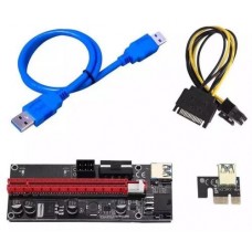 Райзер PCI-E, x1=>x16, 6pin, Molex, SATA, USB 3.0 AM-AM 0,6 м (RZRver9S) Райзер PCI-E, x1=>x16, 6pin, Molex, SATA, USB 3.0 AM-AM 0,6 м (RZRver9S)