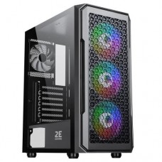 Корпус 2E Gaming HEXAGON (G338), черный, без БП, Mid Tower, для ATX / Micro ATX / Mini ITX, 3x120 ARGB Fan, боковая панель из