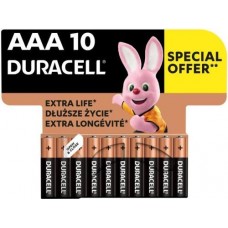 Батарейка AAA (LR03), щелочная, Duracell Duralock Basic, 10 шт, 1.5V (MN2400 10BL)