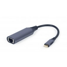 Сетевой адаптер USB Type C - Ethernet, Cablexpert, черный, 1000 Мбит/с, 15 см (A-USB3C-LAN-01)
