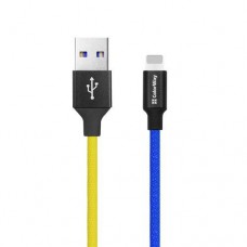 Кабель USB AM - Lightning, 1 м, желтый/синий, ColorWay, 2.4A (CW-CBUL052-BLY)