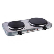 Электроплита Hilton HEC-250, серебристый, 2500W, 2 комфорки, поворотные переключатели, защита от перегрева