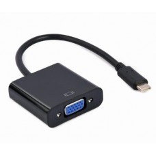 Переходник Type-C (M) - VGA (F), Cablexpert, черный, 15 см (A-CM-VGAF-01)