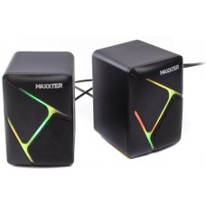Колонки 2.0 Maxxter CSP-U004RGB черный, 2 x 3 Вт, пластиковый корпус, питание от USB, RGB подсветка
